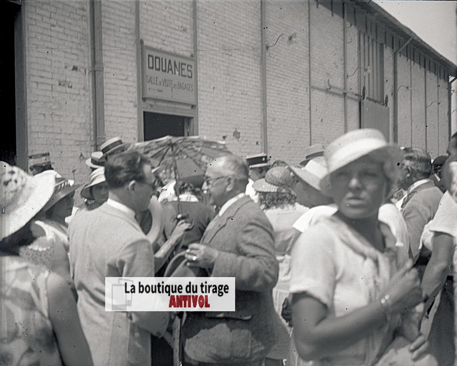 Algérie, douanes, plaque verre, photo stéréo, négatif noir & blanc 6x13 cm