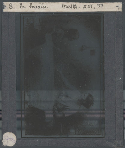 Matthieu, scène religieuse, dessin peinture plaque de verre, positif 8,5x10 cm