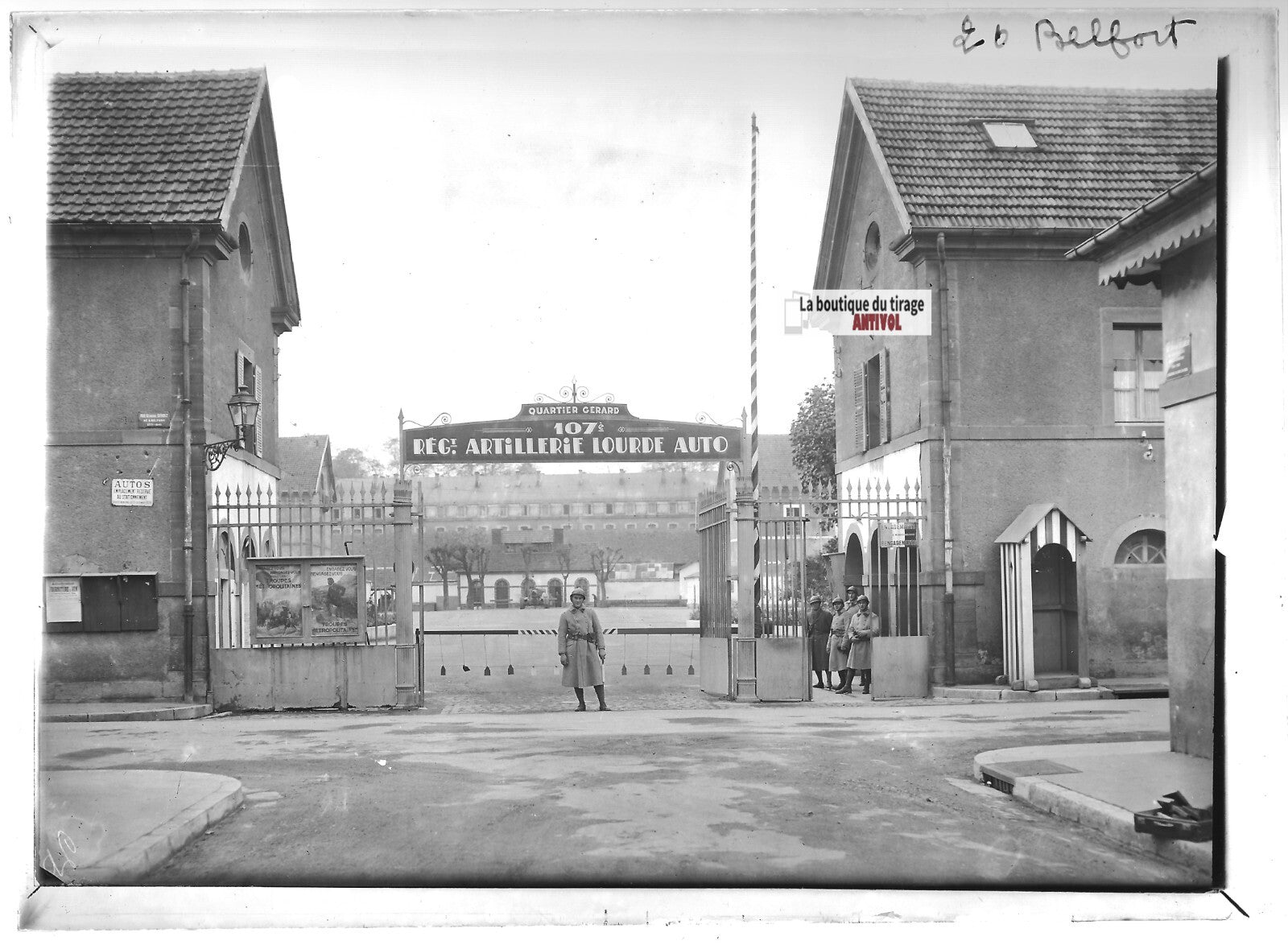 Belfort, caserne soldat, Plaque verre photo, positif noir & blanc 13x18 cm