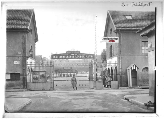 Belfort, caserne soldat, Plaque verre photo, positif noir & blanc 13x18 cm