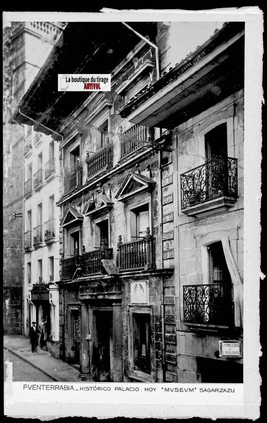 Plaque verre photo vintage négatif noir & blanc 9x14 cm Fuenterrabia palace