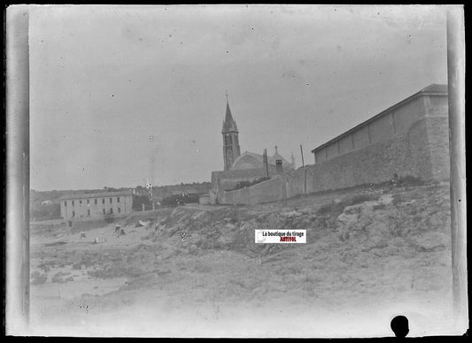 Sète, Le Lazaret, Plaque verre photo ancienne, négatif noir & blanc 6x9 cm