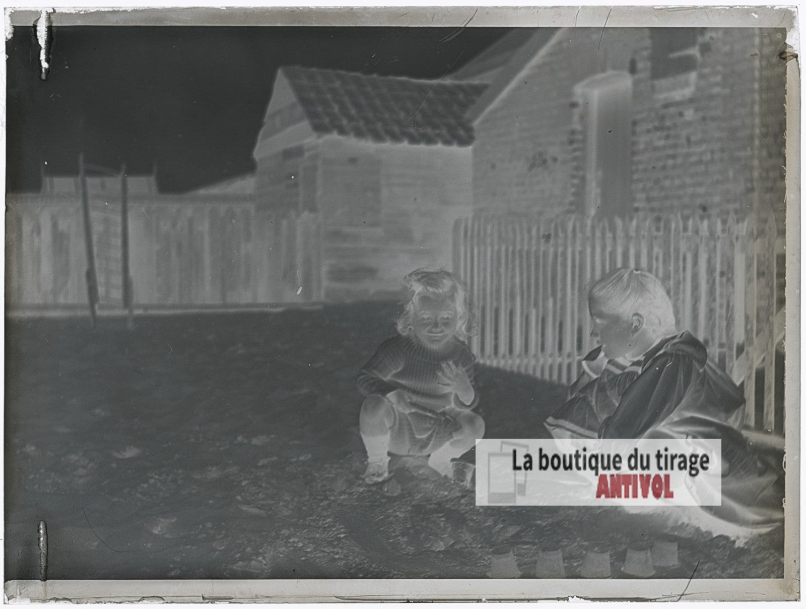 Jeux d'enfants, Berck-Plage, plaque verre photo ancienne, négatif 9x12 cm