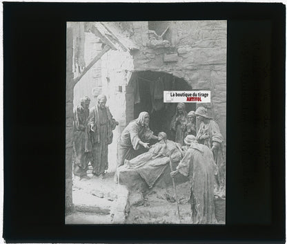 Résurrection de la fille de Jaïre, photo plaque verre, noir & blanc, 8,5x10 cm