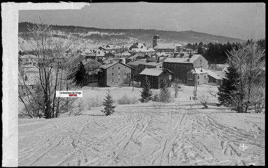 Plaque verre photo ancienne, négatif noir & blanc 9x14 cm, Les Rousses, montagne