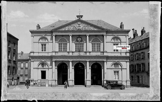 Plaque verre photo ancienne, négatif noir & blanc 9x14 cm, Sedan, voitures