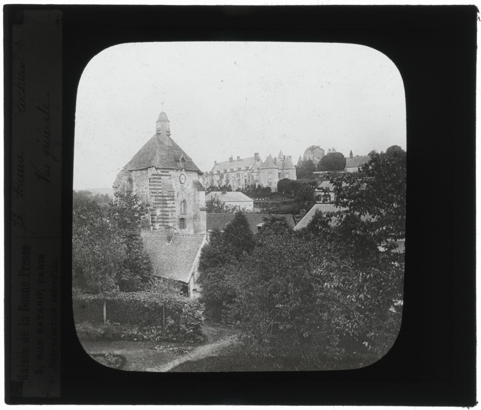 Vue générale de Lucheux, Somme, photo ancienne plaque verre, positif 8,5x10 cm