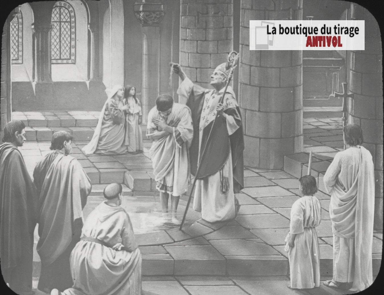 Saint-Martin, photo ancienne plaque verre, noir et blanc, positif 8,5x10 cm