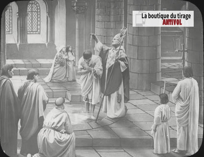 Saint-Martin, photo ancienne plaque verre, noir et blanc, positif 8,5x10 cm