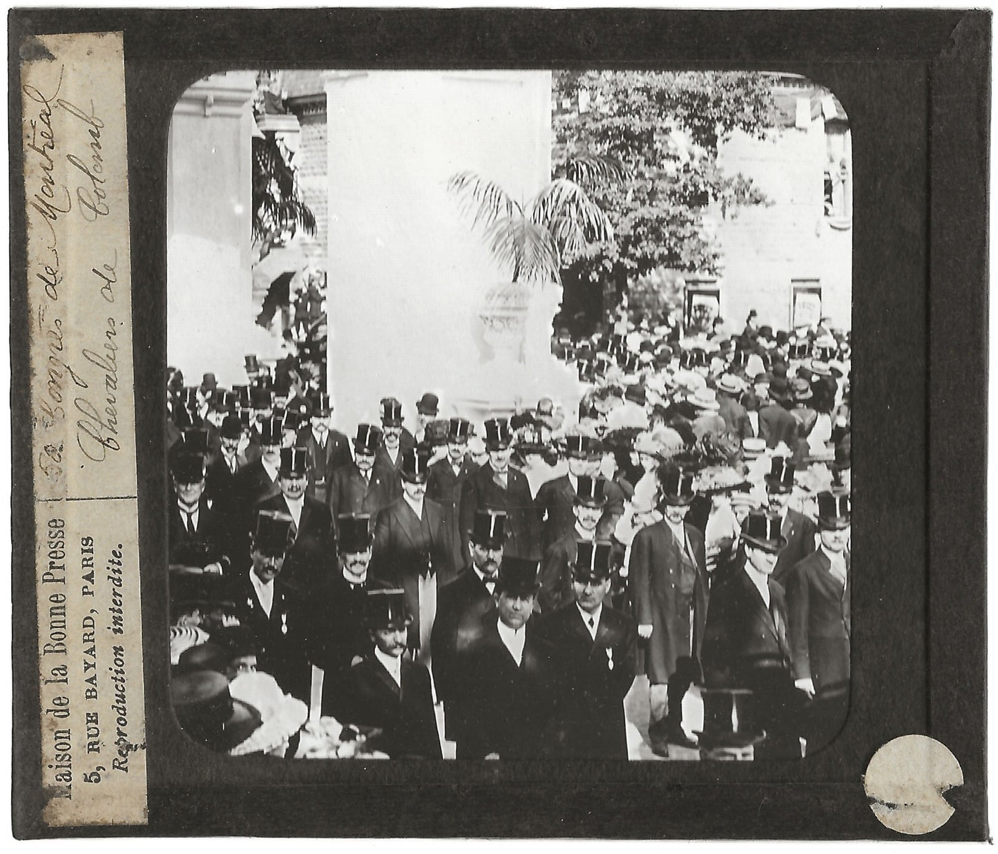 Chevaliers de Colomb, Montréal, photo plaque de verre, positif 8,5x10 cm