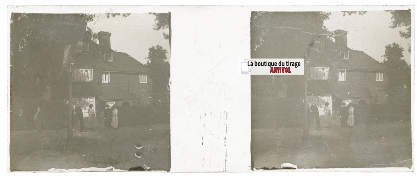 Voyage en Angleterre, Plaque verre stéréo, positif noir & blanc 4,5x10,7 cm