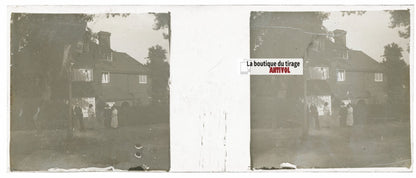 Voyage en Angleterre, Plaque verre stéréo, positif noir & blanc 4,5x10,7 cm