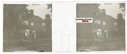 Voyage en Angleterre, Plaque verre stéréo, positif noir & blanc 4,5x10,7 cm