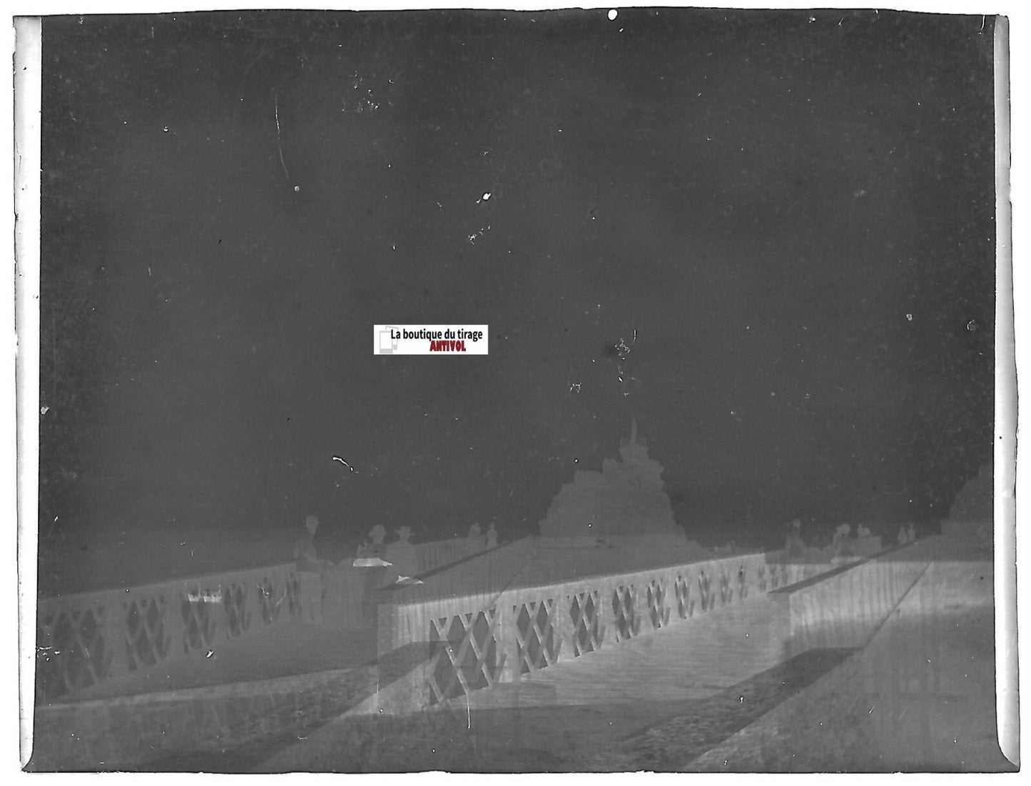 Rocher de la Vierge, Biarritz, Plaque verre photo, négatif noir & blanc 6x8 cm