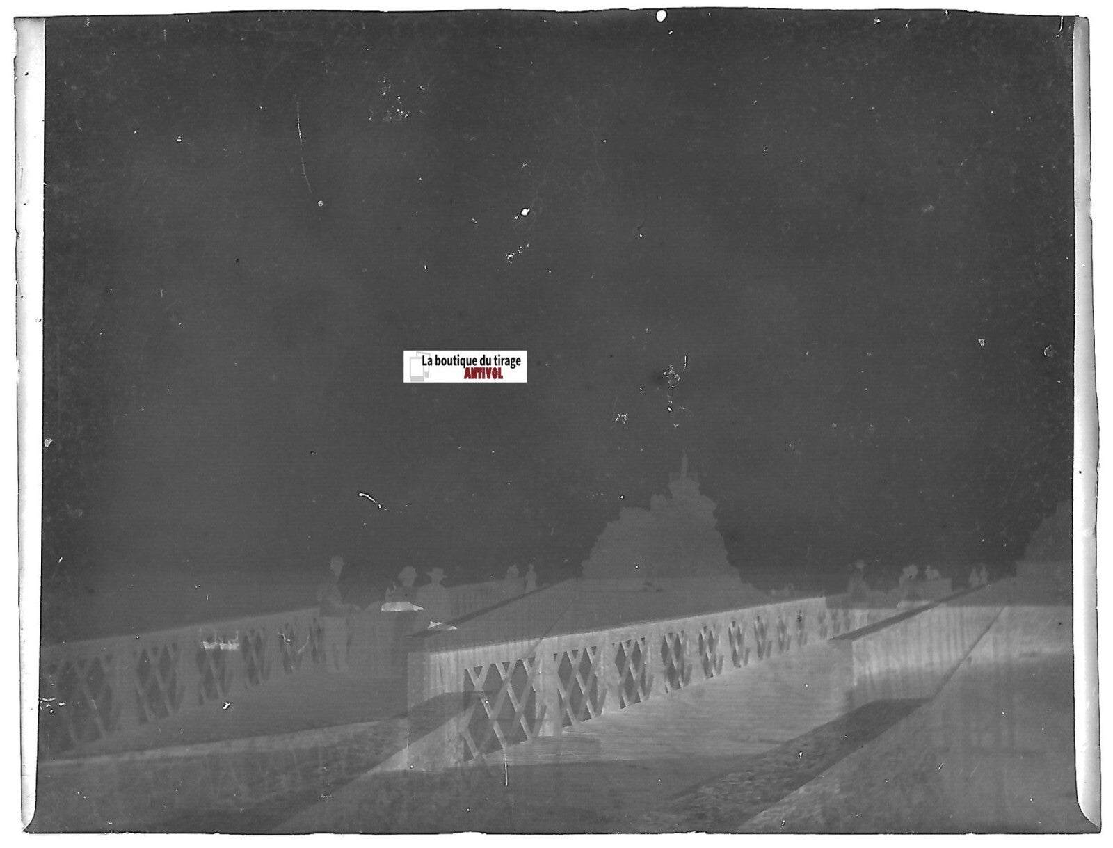 Rocher de la Vierge, Biarritz, Plaque verre photo, négatif noir & blanc 6x8 cm