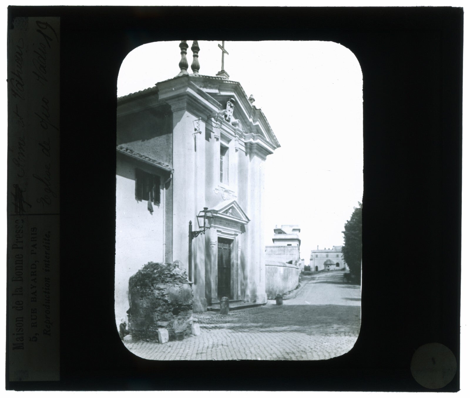 Église Santa Maria in Palmis, Rome, photo plaque de verre, positif 8,5x10 cm