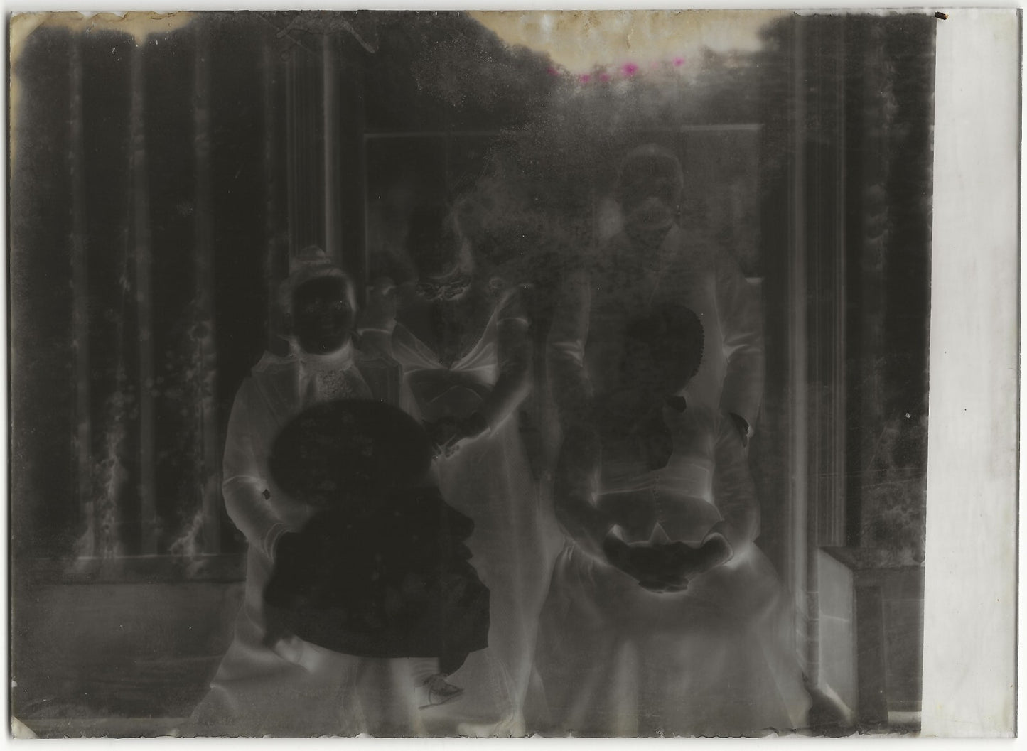 Famille, Loire, Plaque verre photo ancienne, négatif noir & blanc 13x18 cm