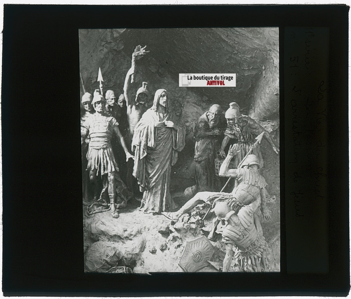 L’arrestation de Jésus, Christ, photo plaque verre, noir & blanc, 8,5x10 cm