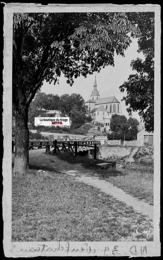 Plaque verre photo négatif noir & blanc 9x14 cm Neufchâteau église, Vosges