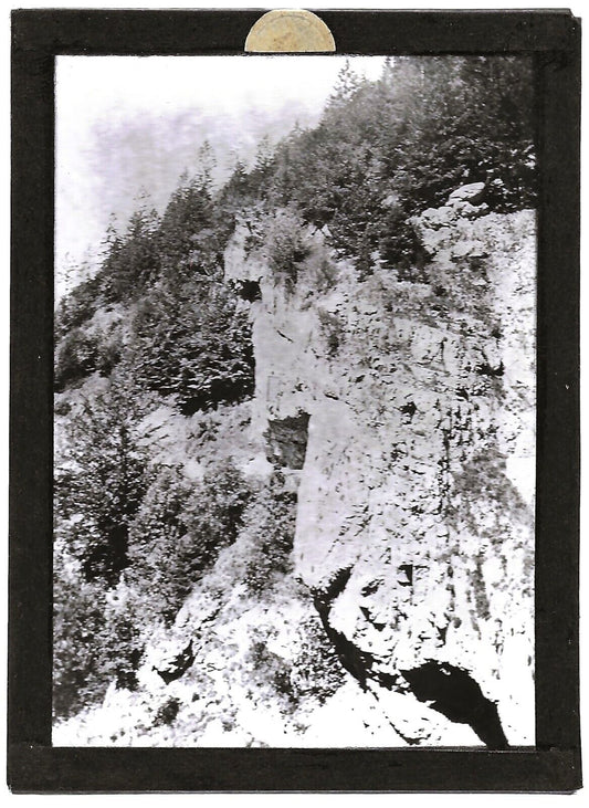 Plaque verre photo ancienne positif noir et blanc 6x9 cm Vercors nature rochers