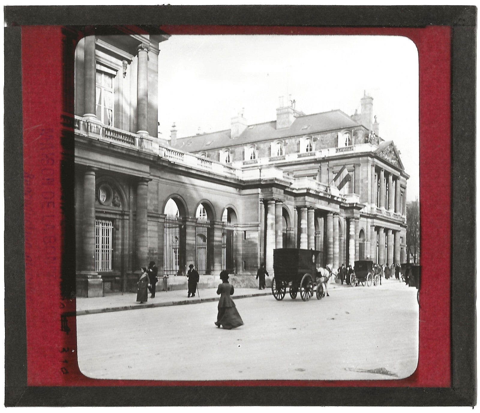 Palais Royal, capitale Paris, photo ancienne plaque de verre, positif 8,5x10 cm