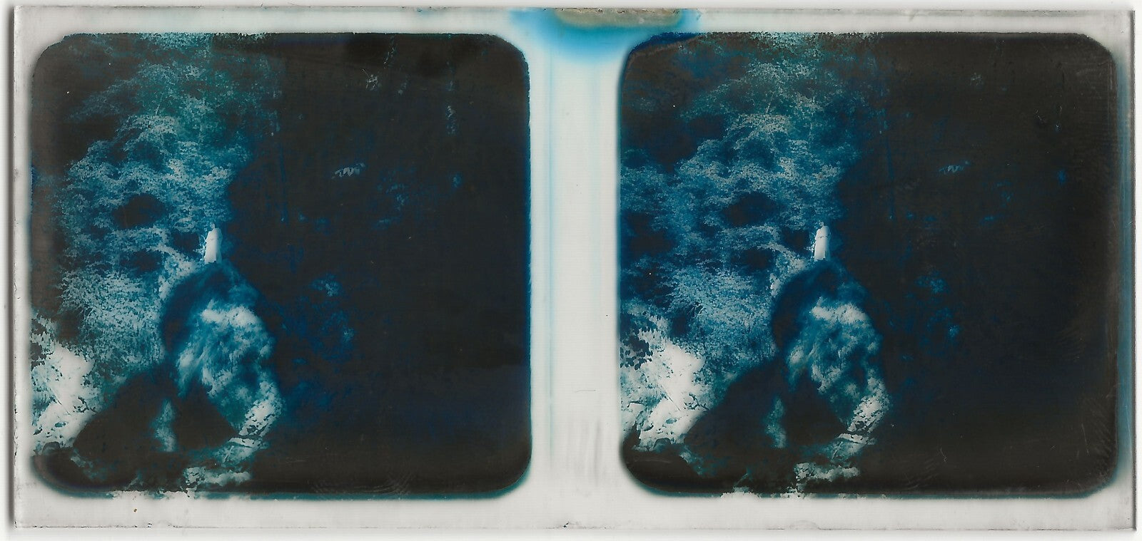 Montagne, femme, Plaque verre photo stéréo, positif noir & blanc 6x13 cm