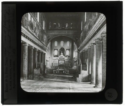 Basilique Saint-Paul-Hors-Les-Murs, Rome, photo plaque verre, positif 8,5x10 cm