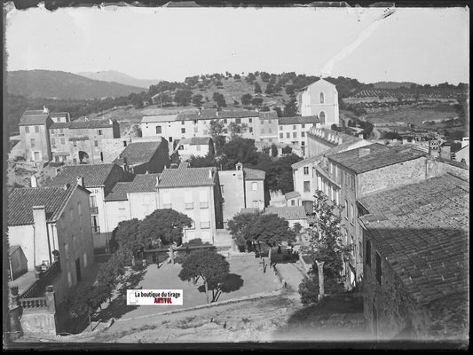 Le Perthus, Plaque verre photo ancienne, négatif noir & blanc 9x12 cm France