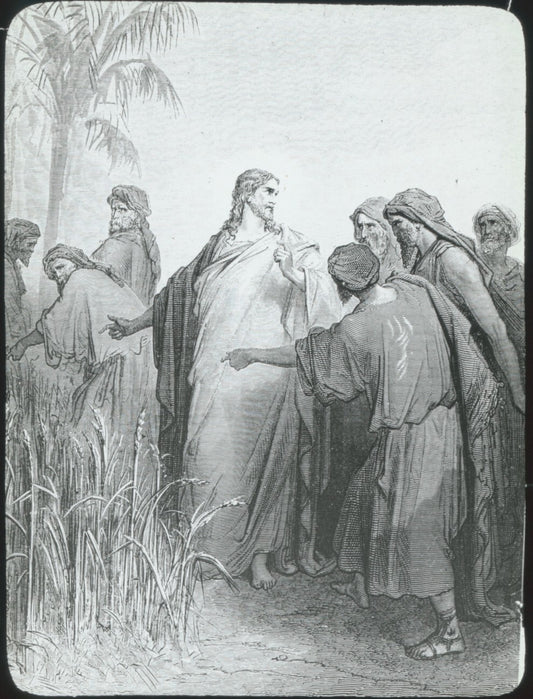 Jésus et ses disciples, Bible de Doré, dessin, plaque verre, positif 8,5x10 cm