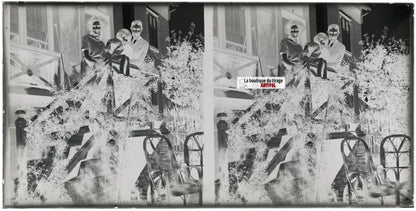 Villa, maison, famille, stéréoscopie, photo plaque verre, négatif 9x18 cm