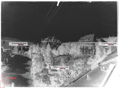 Plaque verre photo ancienne négatif noir et blanc 13x18 cm Trois Epis France