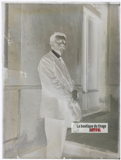 Portrait d'un homme, costume, plaque verre photo ancienne, négatif 9x12 cm