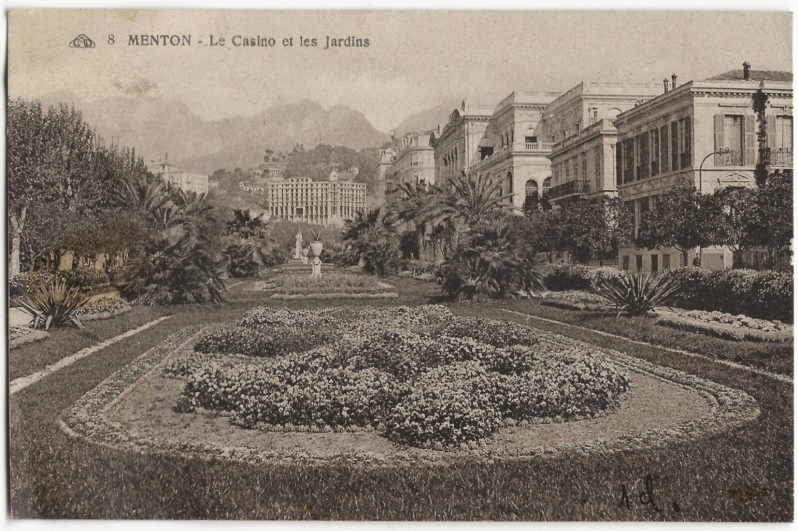 Plaque verre photo, négatif noir & blanc 9x14 cm, Menton, les jardins du Casino