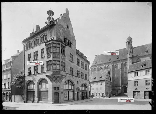 Plaque verre photo ancienne négatif noir et blanc 13x18 cm Colmar Grand Est