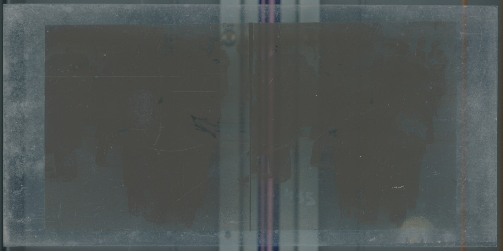 Scène de vie, Longchamp, Paris, plaque verre stéréoscopique, positif 8,5x17 cm