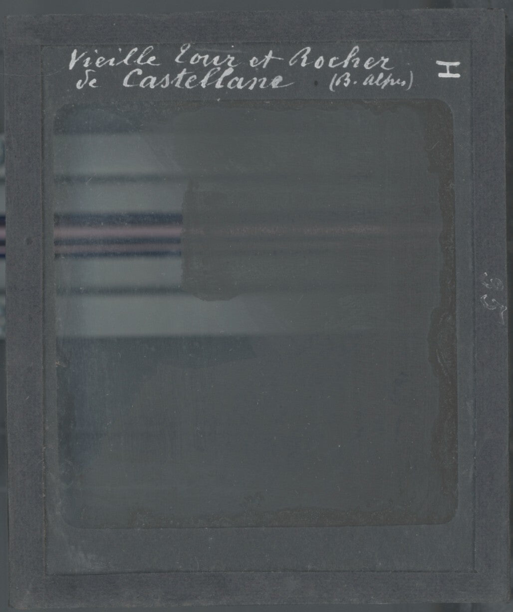 Tour et rocher de Castellane, photo ancienne plaque de verre, positif 8,5x10 cm
