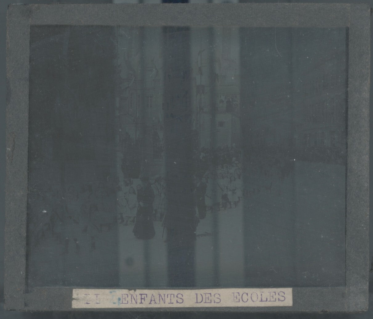 Orléans, écoliers, photo ancienne plaque verre, noir & blanc, positif 8,5x10 cm