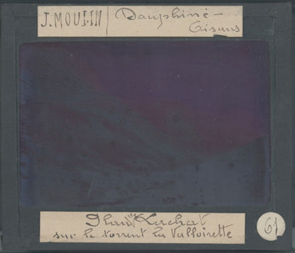 Plan Lachat, Valloire, photo J. Moulin, plaque verre couleur, positif 8,5x10 cm