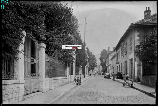 Oyonnax, moto voiture, Plaque verre photo, négatif noir & blanc 10x15 cm France