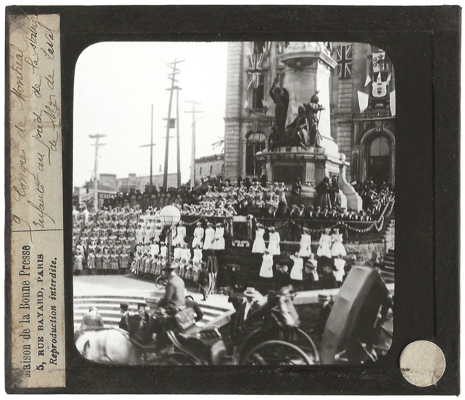 Statue Mgr de Laval, Congrès Montréal, photo plaque de verre, positif 8,5x10 cm
