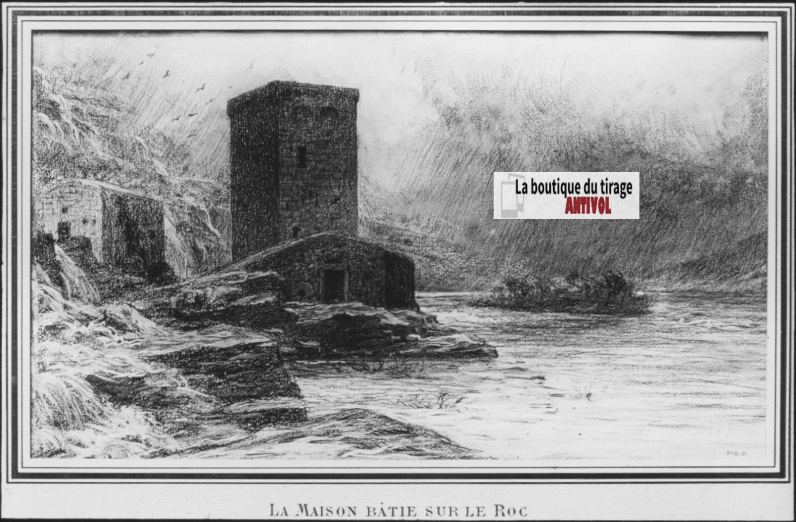 Matthieu, scène religieuse, dessin peinture plaque de verre, positif 8,5x10 cm