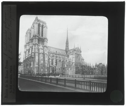 Cathédrale Notre-Dame de Paris, photo ancienne plaque verre, positif 8,5x10 cm