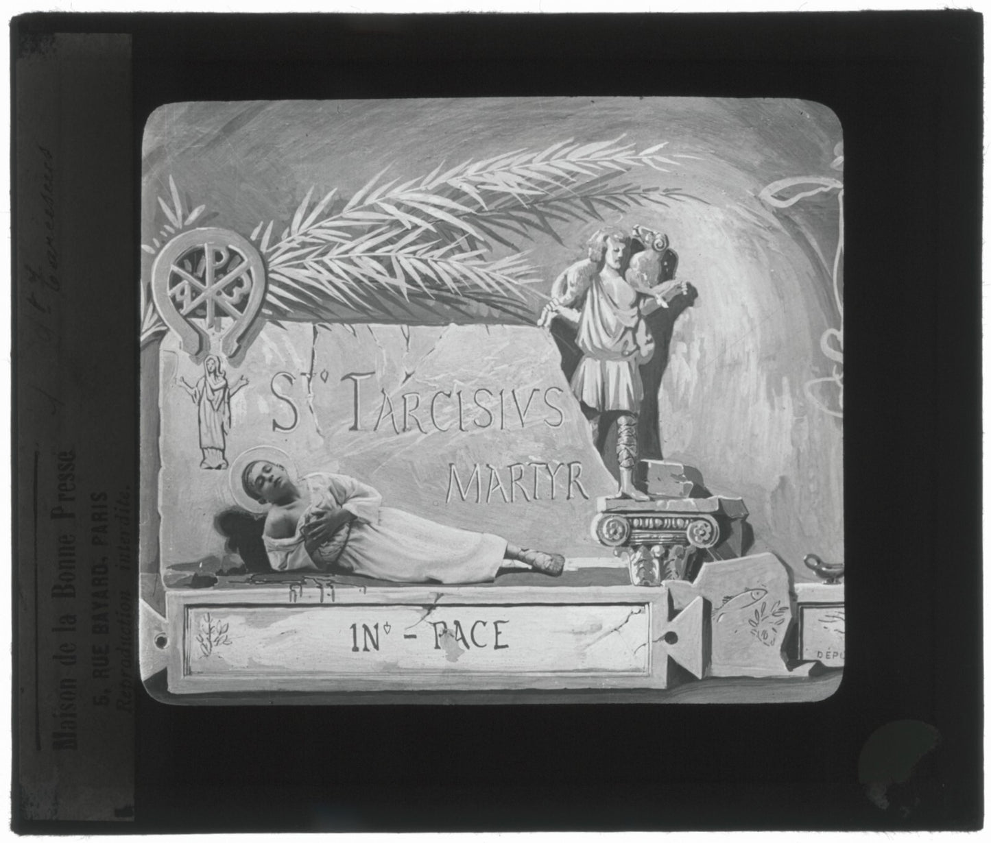 Tarcisius de Rome, Italie, dessin, photo plaque de verre, positif 8,5x10 cm