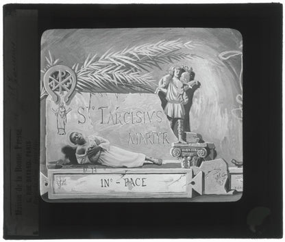 Tarcisius de Rome, Italie, dessin, photo plaque de verre, positif 8,5x10 cm