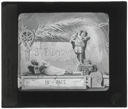 Tarcisius de Rome, Italie, dessin, photo plaque de verre, positif 8,5x10 cm