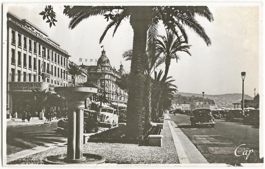 Nice, Hôtel Ruhl, voitures, photo ancienne, noir & blanc, papier 8,5x13,5 cm