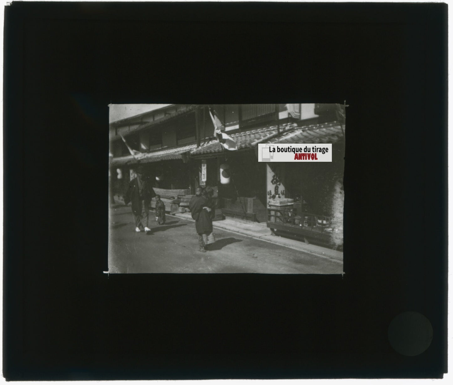 Personnages, Asie, Japon, photo plaque verre, noir & blanc, positif 8,5x10 cm