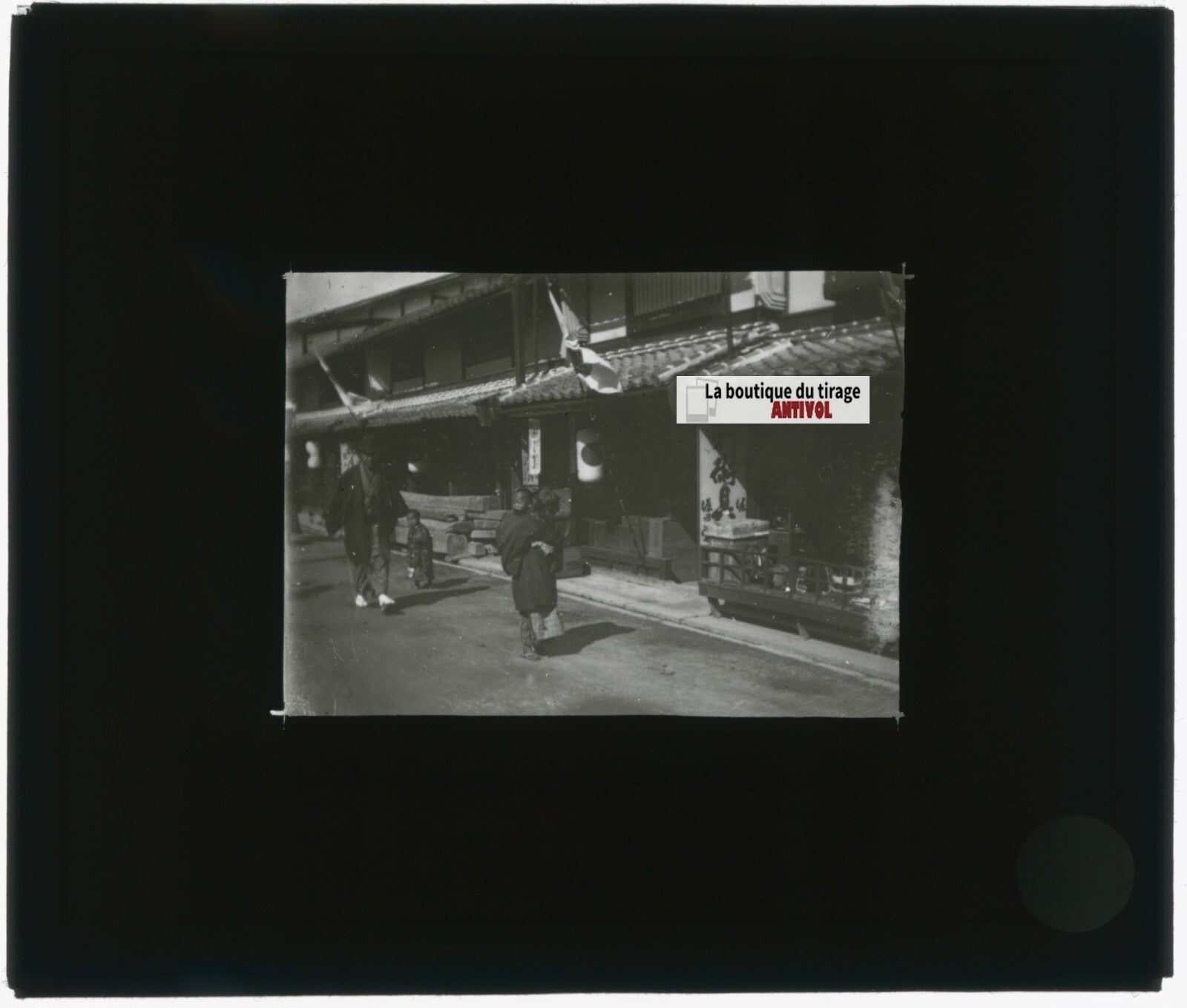 Personnages, Asie, Japon, photo plaque verre, noir & blanc, positif 8,5x10 cm