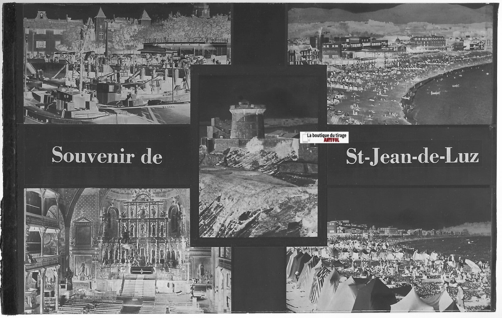 Souvenir de Saint-Jean-de-Luz, Plaque verre photo, négatif noir & blanc 9x14 cm