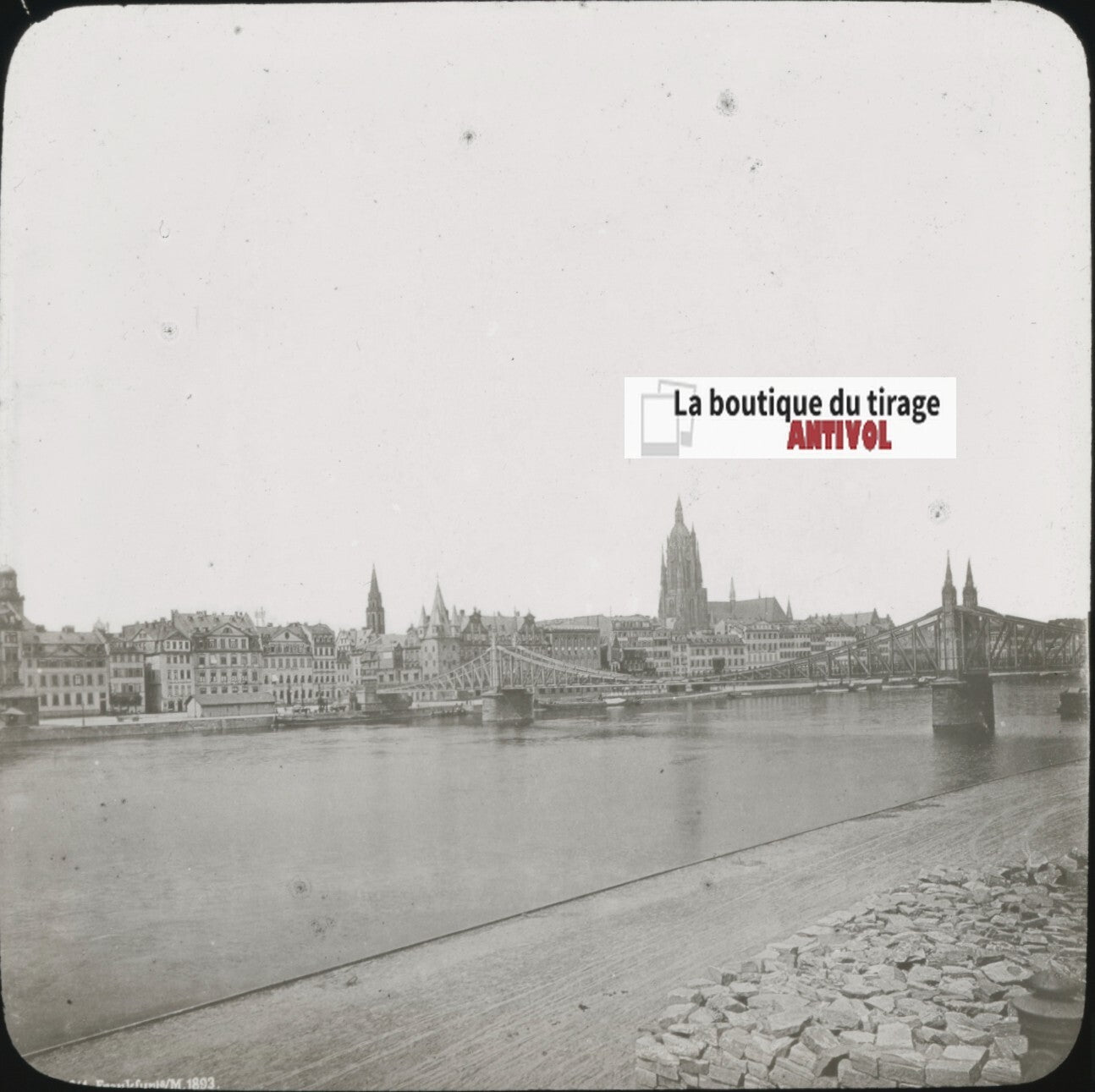 Francfort-sur-le-Main, Allemagne, photo plaque verre, positif 8,5x10 cm